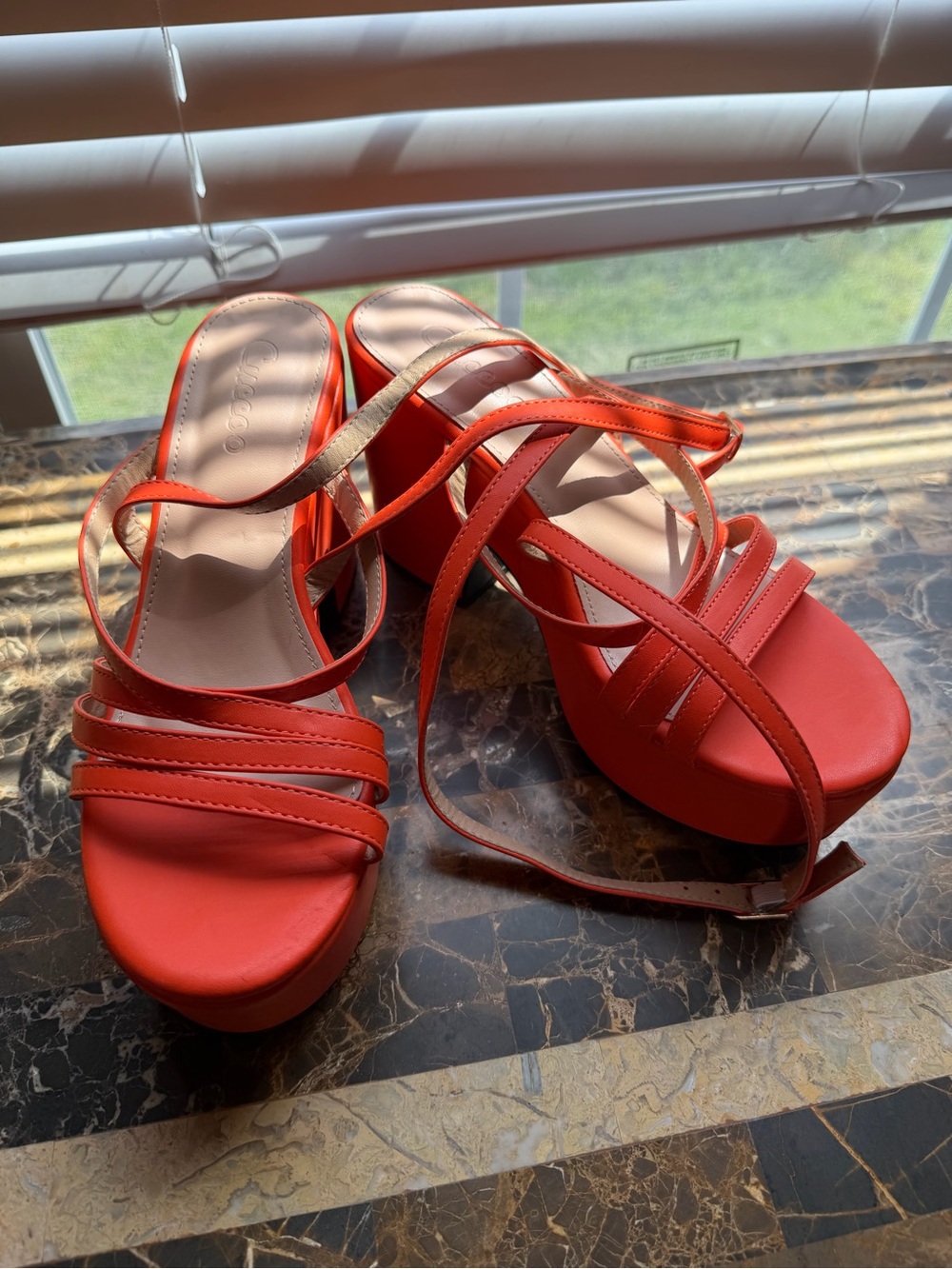 Women’s orange Strappy Platform Sandals - Brand: